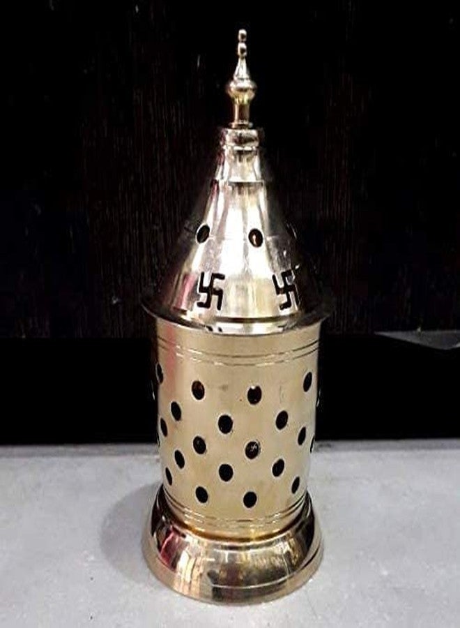 SVShoperzone Brass Akhand Diya with Jyoti Diya Cover Divi Oil Lamp for Temple Spiritual Oil Wick Lamp (Medium) - Image 5